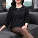 Black French mulberry silk top for women with three-quarter sleeves new fashionable casual chic age-reducing loose large-size top for women
