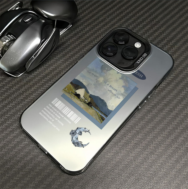 Creative art oil painting landscape suitable for Apple 15promax mobile phone case iPhone14 creative 13 new style 12 couple pro high-end sense 11plus laser xs niche x internet celebrity anti-fall hard case
