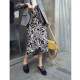 2024 autumn new design niche mid-length skirt high-waisted temperament printed leopard print irregular skirt for women