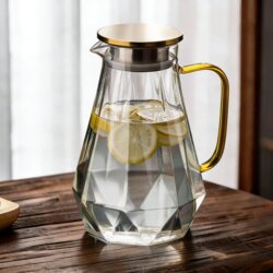 Glass Cold Water Pitcher, High-Temperature Resistant, Large Capacity for Home Use, Refrigerator Water Cup and Pitcher Set, Tea Brewing Pot, Fruit Tea Container