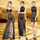 Sexy women's transparent dress Black sauna technician clothing walking nightclub women's dress skirt lady worker summer
