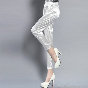 True silk pants nine -point pants women's satin satis casual pencil pants mulberry silk trousers white pants thin