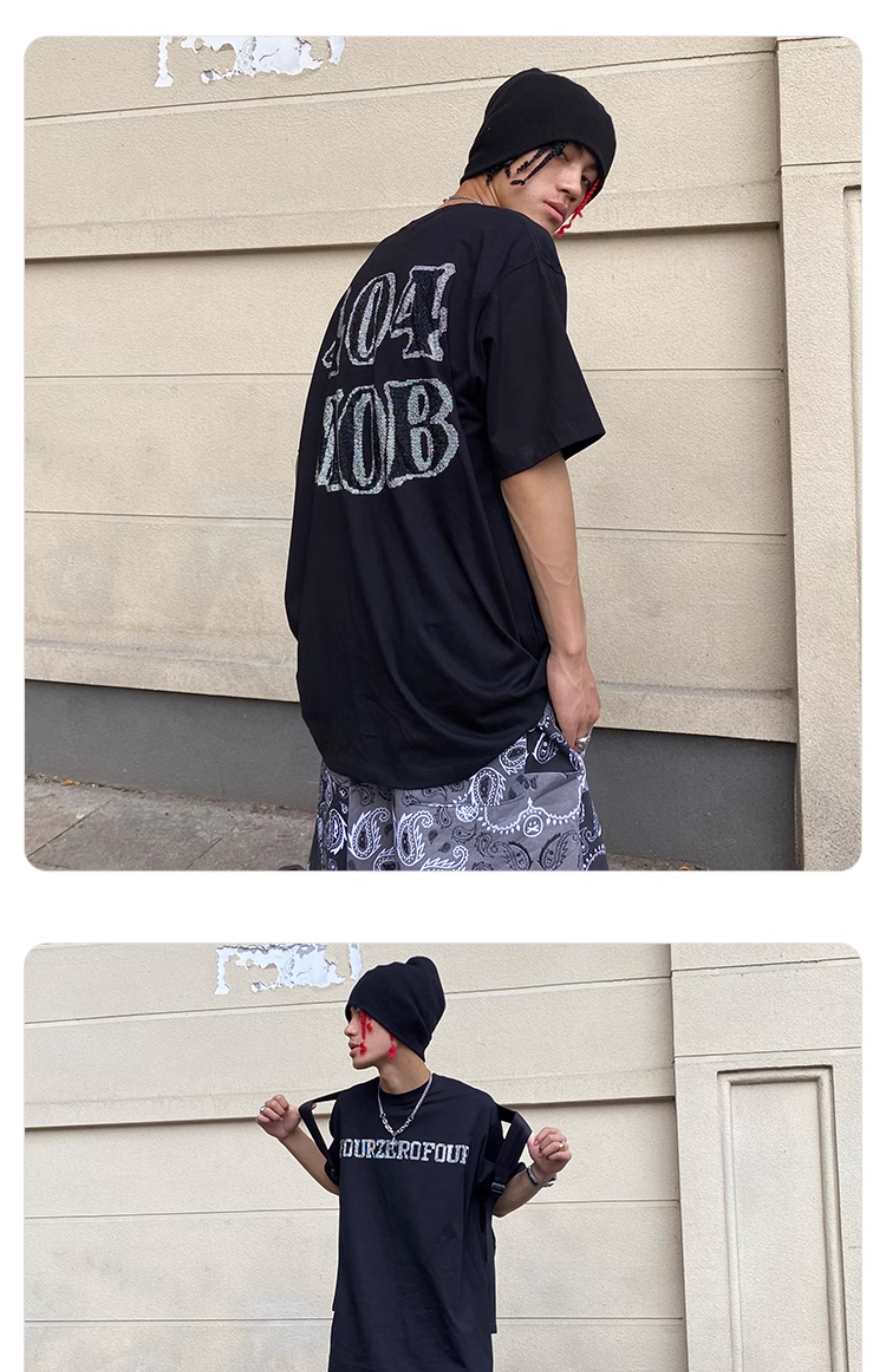 404mob Diamond Rhinestone Logo T-Shirt - Unisex Loose Fit