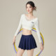 Women's 2025 summer new split sports skirt style seaside vacation long sleeve sun protection large size two-piece swimsuit