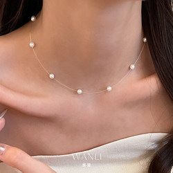 Wanli French Retro Fishing Line Necklace, Fashionable, Light and Luxurious, Versatile, Simple and High-End, Clavicle Chain, New Style