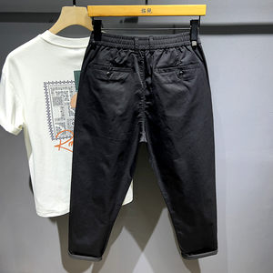 
2026 Summer Ice Silk Quick-drying Thin Black Casual Nine-Point Pants Men's Tapered Foot Pants Short 9-Point Carrot Pants