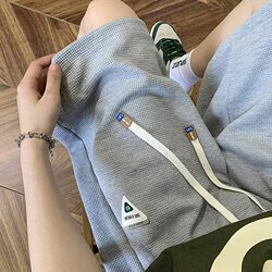 Clearance Sale Waffle Shorts Summer New Trendy Loose Casual Sports Pants High Street Versatile Straight-Leg Knee-Length Shorts