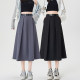 Suit skirt for women with small summer professional temperament mid-length large pleated a-line skirt with pockets