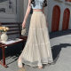Mesh long skirt tall skirt for women in spring and summer 2025 super hot droop elastic waist A-line pleated skirt long style