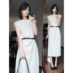 French-Style White Sleeveless Dress for Women, Summer 2026 New Model, Very Beautiful, Unique, Flattering, Waist-Cinching, Body-Hugging Long Dress