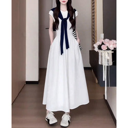 French-Style White Dress for Women, Summer 2026 New Model, Early Summer, Stunningly Beautiful, Perfect for Seaside Vacations, Waist-Cinching Long Dress