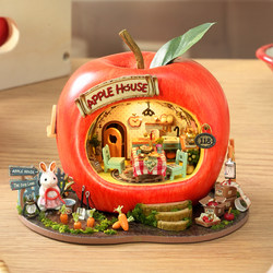 Qijin DIY Little House Little Rabbit Apple Shop Fruit-Shaped Handmade Assembly Building Model House Atmosphere Gift