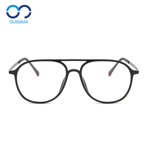 TR90 Retro 6 Keu Titanium Double Beam Glasses Frame with Thin Edge Pilot Ultra Light Myopia Toad Art Glasses Degree
