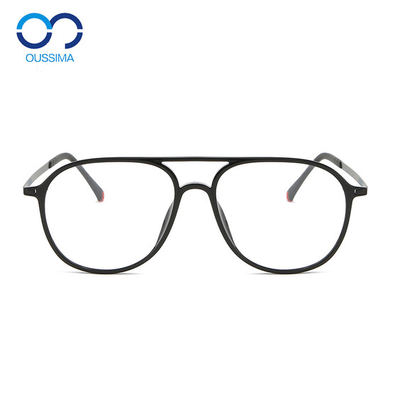 TR90 Retro 6 Keu Titanium Double Beam Glasses Frame with Thin Edge Pilot Ultra Light Myopia Toad Art Glasses Degree