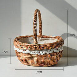 【Bargain】Large Handmade Rattan Flower Basket Wicker Basket Egg and Fruit Basket for Homestay and Garden Decoration
