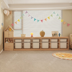 Solid Wood Children's Bookcase, Floor-Standing Storage Rack, Home Wall-Mounted Baby Combination Storage Toy Storage Cabinet Integrated
