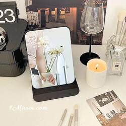 Ins-Style Makeup Mirror, Foldable Mirror, Full-Screen Design, Suitable for Student Dormitories, Desktop Vanity Mirror, Portable for Travel, for Women