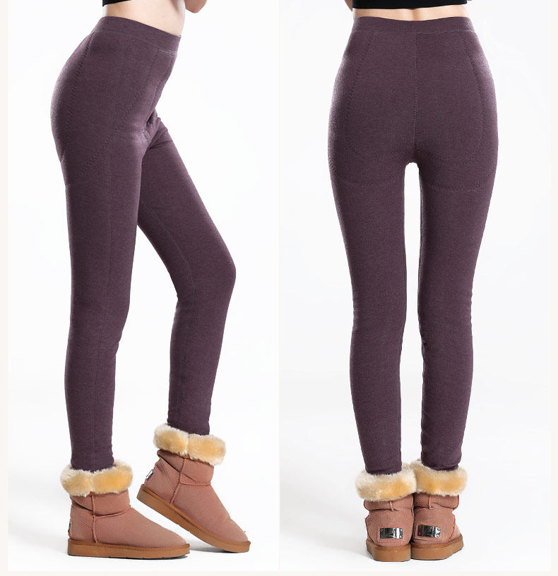 千年马保暖裤女冬加厚加绒桑蚕丝驼绒大码秋裤单件外穿打底裤棉裤