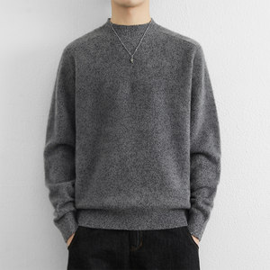 
URSBOB cashmere sweater winter men's pullover sweater thickened warm knitted bottoming sweater 100% sheep wool