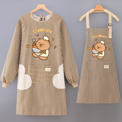 New Cartoon Apron with Long Sleeves for Men and Women, Waterproof, Oil-Proof, Stain-Resistant, Cooking Protective Clothing, Autumn and Winter Work Clothes