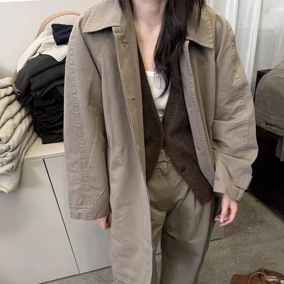 
OEM! At the bagel Korean 25 autumn temperament elegant old money style jacket women's mid-length windbreaker