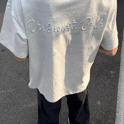 American High Street Letter Embossed Short-Sleeve T-Shirt for Men, Summer Loose Fit, Couple Wear, High-End Trendy Brand, Pure Cotton Top