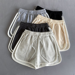 Gray Shorts Women's Casual Sports Pants Hot Pants Sports Shorts Women's Summer Elastic Waist Loose Wide-Leg Pants