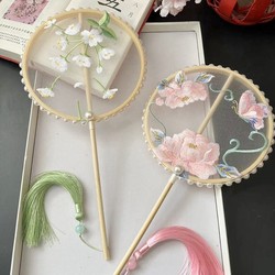 Embroidered Round Fan, Hanfu Mini Ancient Style Original High-End Round Fan for Baby Dance, Cheongsam, Children's Small Size, Summer, Female