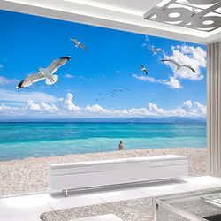 Self-Adhesive Wall Stickers, Sea View, Woods, Natural Scenery Paintings, Living Room Sofa, Tv Background Wall Murals, Bedroom Wallpaper