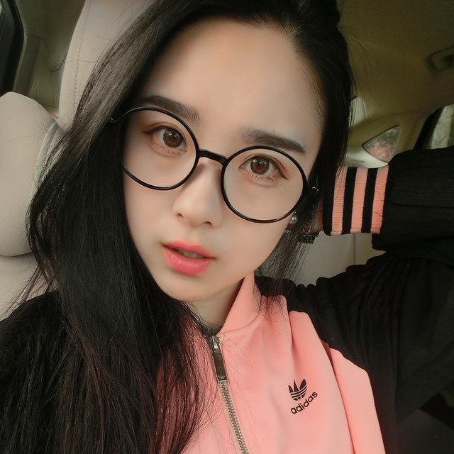 Tungsten carbon -plastic steel round myopia glasses large frame retro scrub black mirror frame Eye frame tide men and women with glasses with glasses
