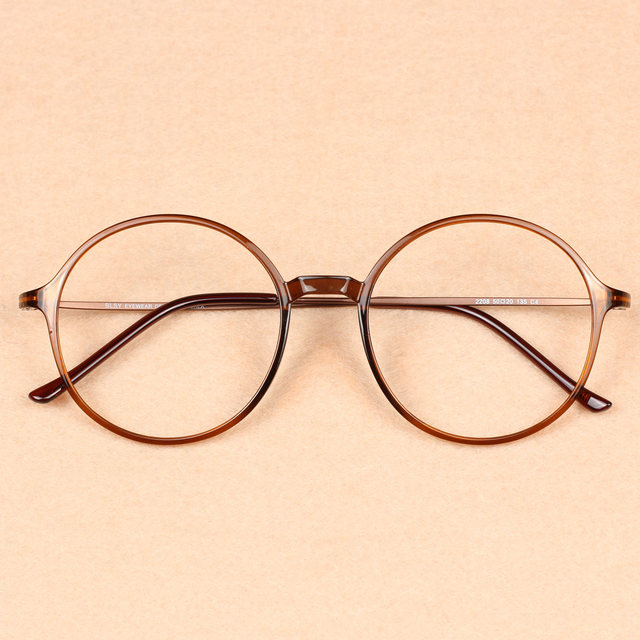 Tungsten carbon -plastic steel round myopia glasses large frame retro scrub black mirror frame Eye frame tide men and women with glasses with glasses
