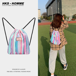 Cute Drawstring Backpack for Women, Canvas Gym Bag for Hiking, Trekking, Sports, Beach, Small Backpack, Mini Versatile Bag
