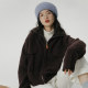 omont egg tart home lapel short sweater women's autumn and winter 2023 new zipper lazy style wool cardigan jacket