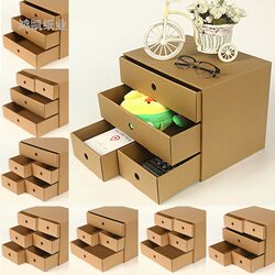 Creative Desktop Storage Box for Office and Students, Kraft Paper Multi-Layer A4 Paper Drawer, Freely Combinable File Organizer Box