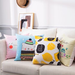 Cartoon Animal Pillowcase with Core, Sofa Lumbar Support, Office Cushion, Bedside Short Plush Backrest, Car Lumbar Pillow Cushion