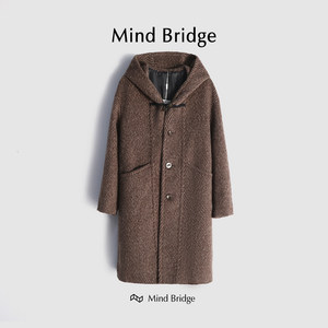 
MindBridge [World Wealthy Cafe] Heavy Wool Coat Hooded Over-Knee Wind Clothes Men M4241