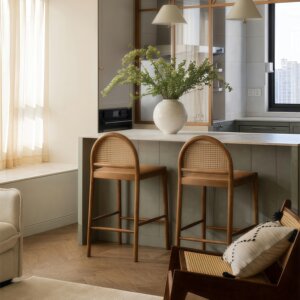 
Solid wood rattan bar chair simple bar chair home island chair wasaki bar bar stool front desk high chair