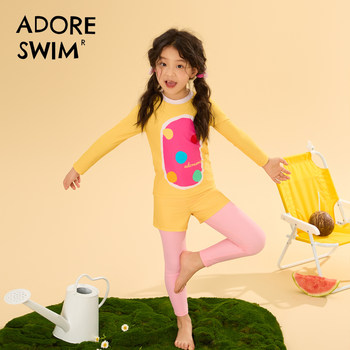 Adoreswim girls long-sleeved bright color lively swimsuit
