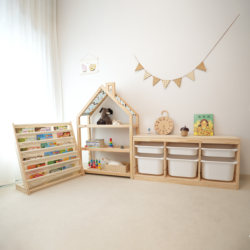 Children's Toy Storage Rack Solid Wood Picture Book Rack Two-In-One Large Capacity Combination Cabinet Baby Room Bookshelf Storage Cabinet