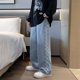 High-end side-stitched straight-leg American high-street jeans for men with trendy design trendy brand BF straight-leg plaid wide-leg pants