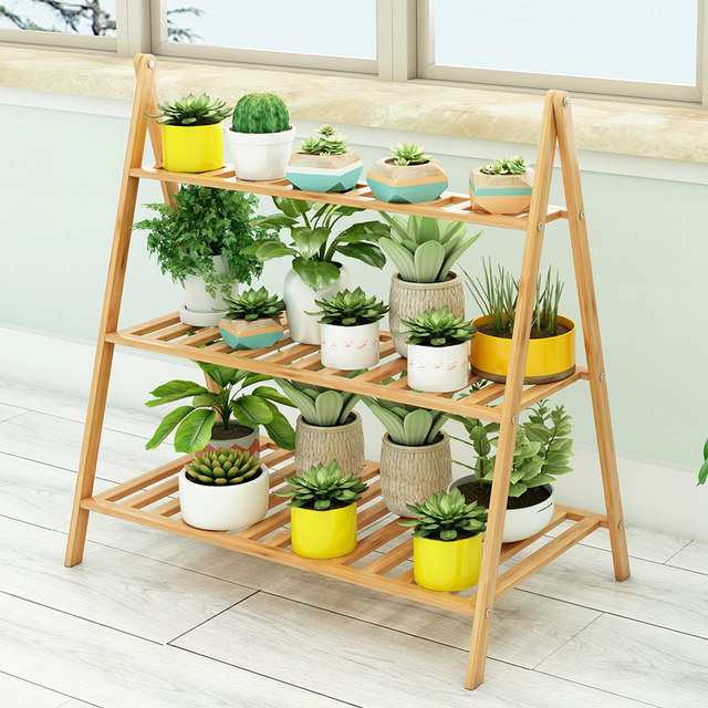 Balcony flower rack multi-layer indoor folding floor-standing flower pot rack succulent spider plant living room non-solid wood simple storage rack