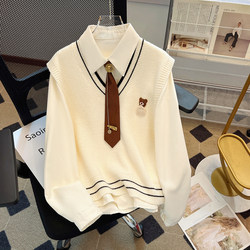 College Style Shirt 2026 New Spring Outfit for Teenage Girls, Junior High and High School Students, Jk Vest Shirt Layered Top