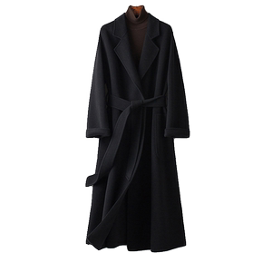
BXV black cashmere coat women's mid-length 2025 autumn new double-sided woolen coat long over the knee
