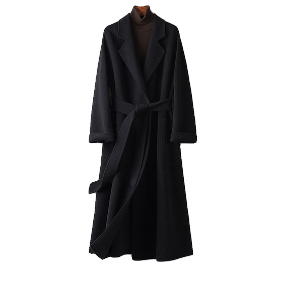 
BXV black cashmere coat women's mid-length 2025 autumn new double-sided woolen coat long over the knee