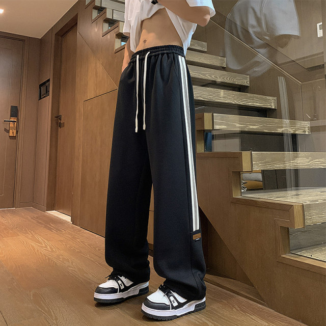 saferido High Street Trendy Straight Casual Pants American Harajuku Retro Splicing Oversized Sweatpants Men Personalized Streetwear main image 0