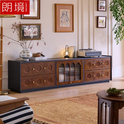 French-Style Vintage Floor-Standing Tv Cabinet, Solid Wood, 2026 New Model, Living Room Home Floor Cabinet, Mid-Century Style Tv Cabinet Side Cabinet