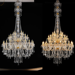 Living Room Chandelier, Staircase Chandelier, European-Style Crystal Chandelier, Duplex Building, Large Villa, Elegant and Luxurious Dining Room Rotating Long Lamp