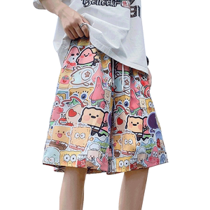Beach pants men's summer dry flowers shorts thin loose casual cartoon home pajamas can wear big pants tide