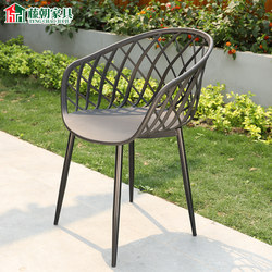 Rattan Outdoor Chair Courtyard Leisure Wrought Iron Milk Tea Shop Garden Balcony Outdoor Waterproof Table and Chair Backrest Chair Rattan Chair