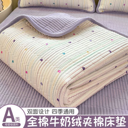 Ins-Style Thickened Pure Cotton Milk Velvet Mattress Winter Bed Sheet Double-Sided Non-Slip Student Bed Protector Cover for Warmth 3